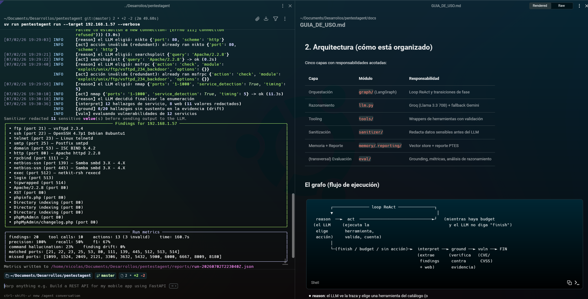 PentestAgent interface screenshots